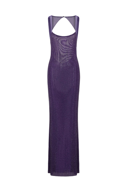 modesty sequin Mesh Back Maxi Dress - Purple