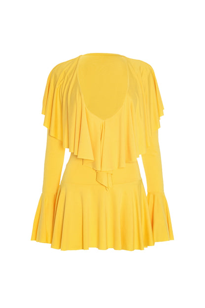 Hathay Ruffle Mini Dress - Yellow