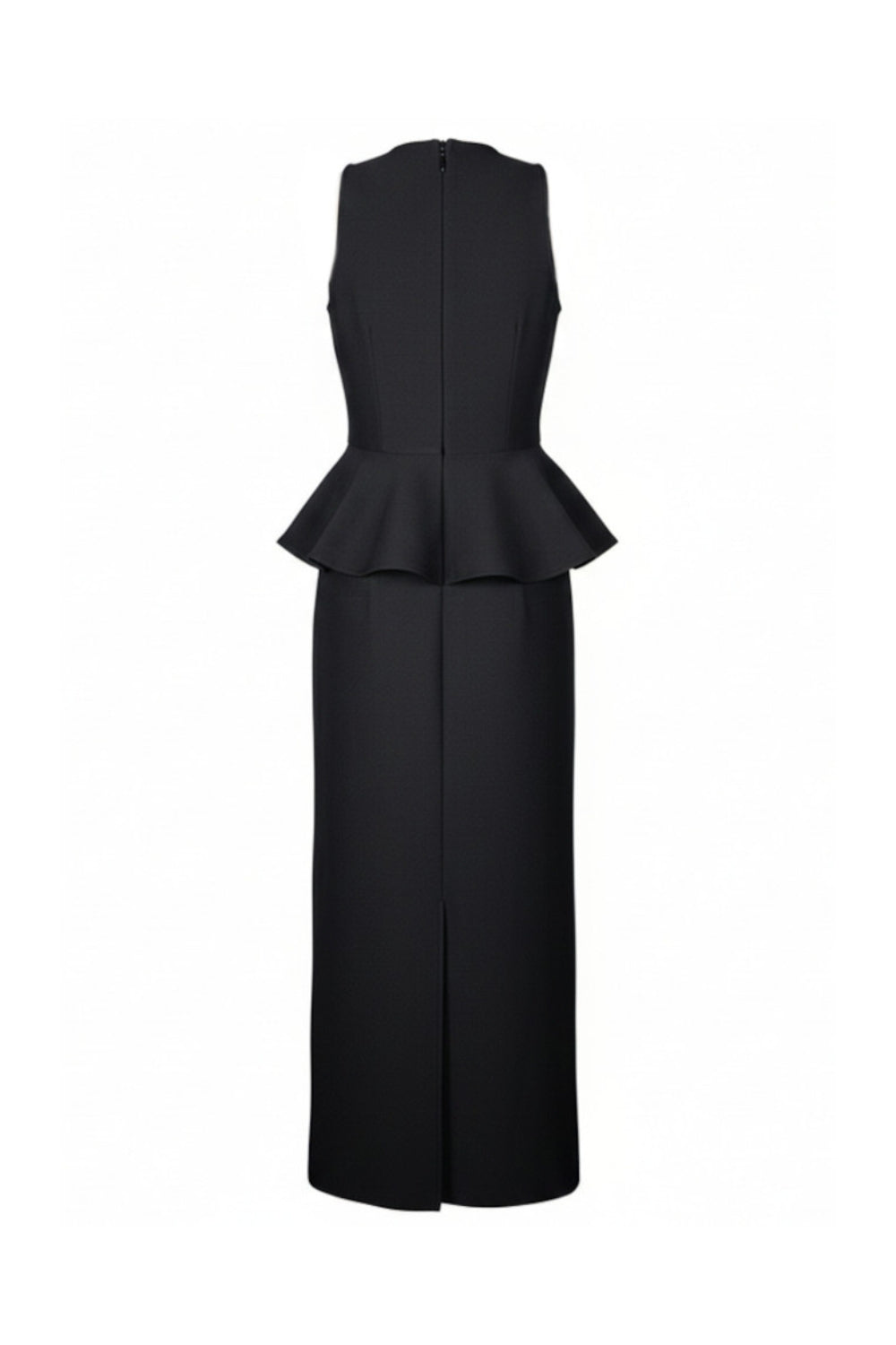 gladys Crystal Embellished Peplum halter Maxi Dress in Black