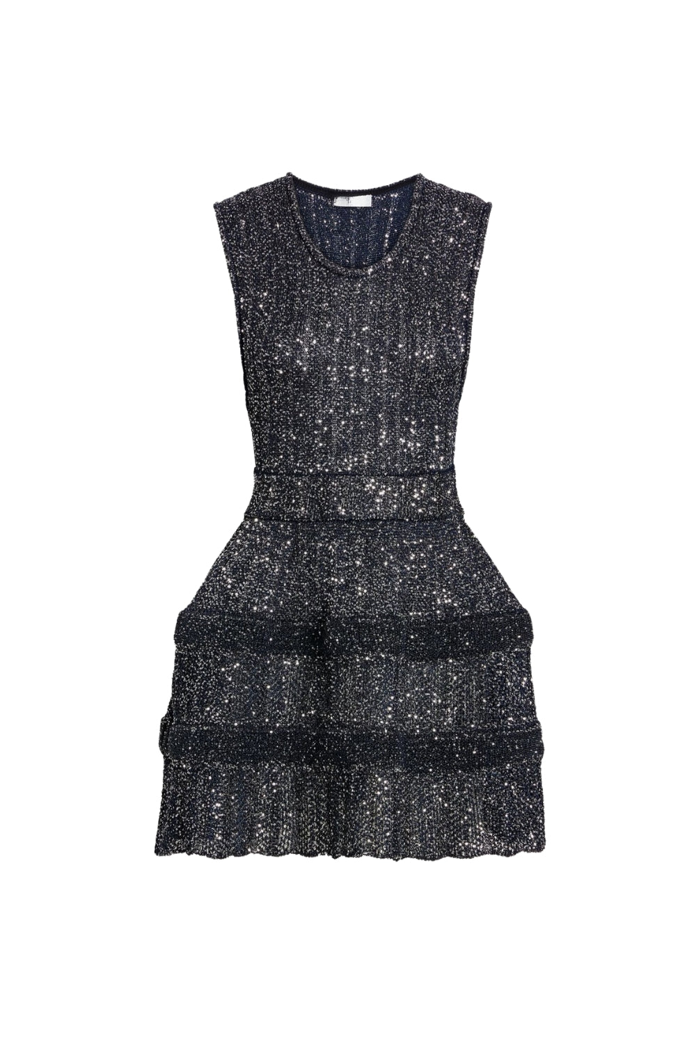 rebecca sequin stretch-knit mini dress in black