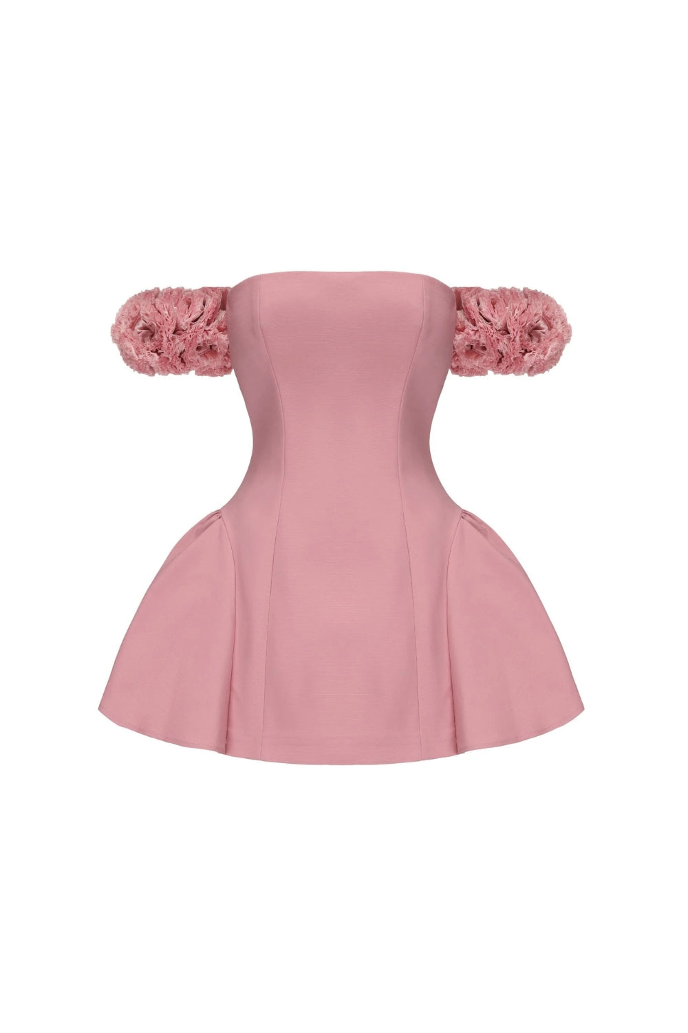 sherry Flower strapless puffy mini dress in pink