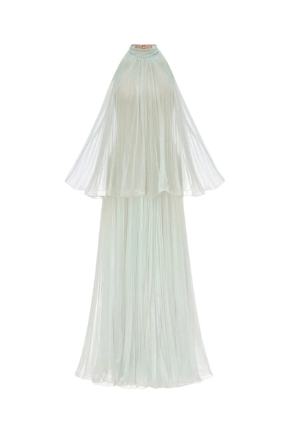 belinda Mint Pleated tulle sleeveless maxi Dress