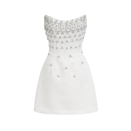 MELISANDE EMBELLISHED MINI  DRESS IN WHITE