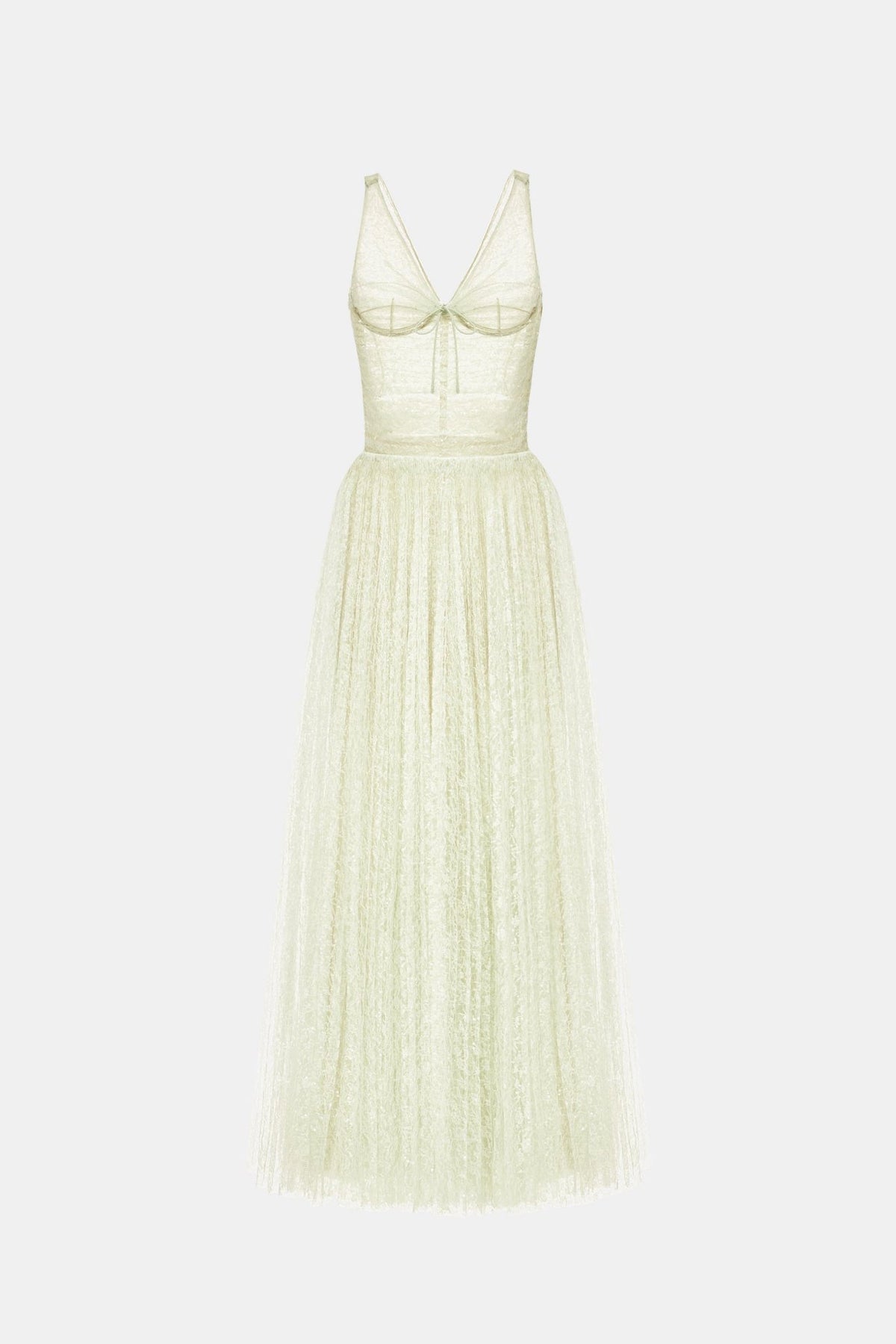monica mint draped tulle fishbone maxi dress