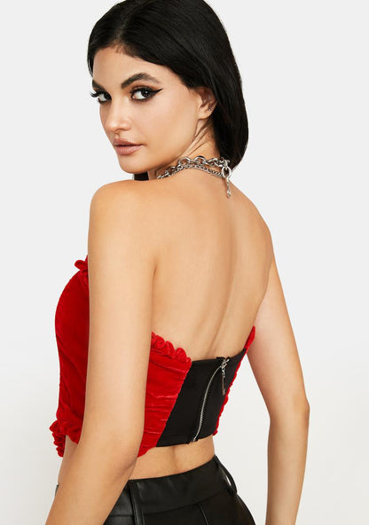 Velvet Heart Shaped Bustier Top
