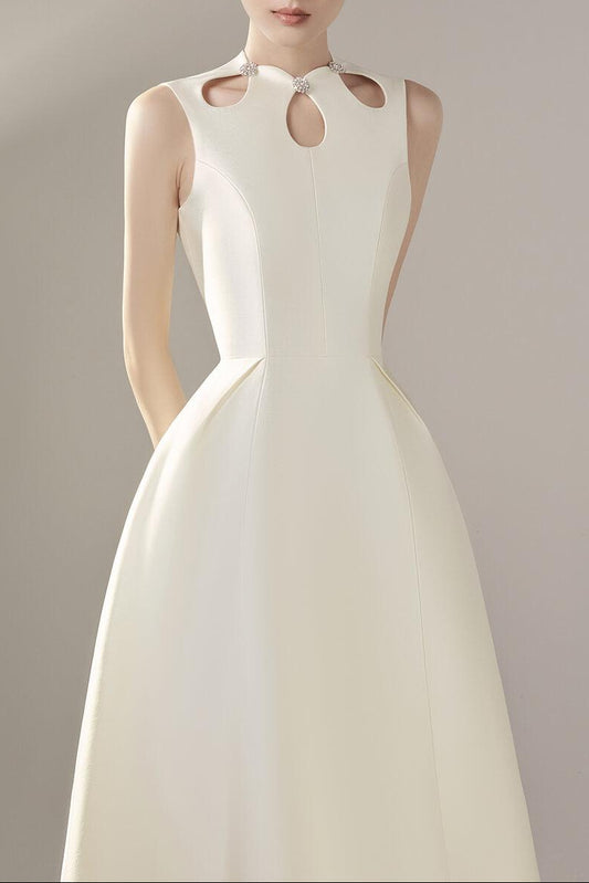 Paloma A-line Sleeveless Taffeta Midi Dress