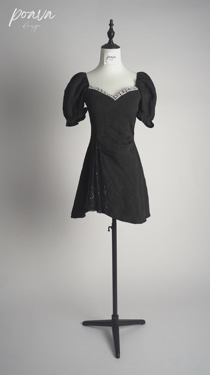 Enchanted LBD mini dress in black