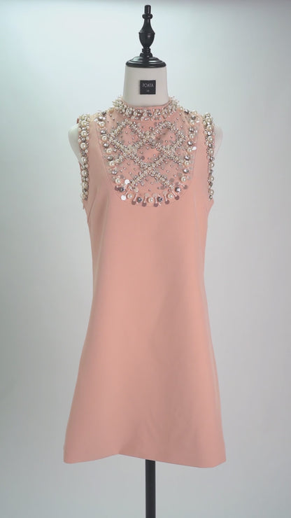 Cesca embellished sleeveless mini dress