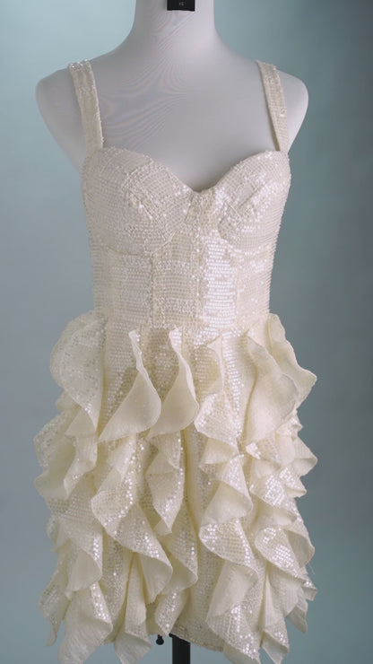 Chiffon mini dress in white