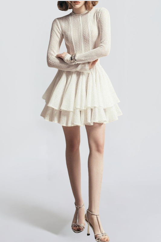 GIANA Long Sleeve Crochet Mini Dress