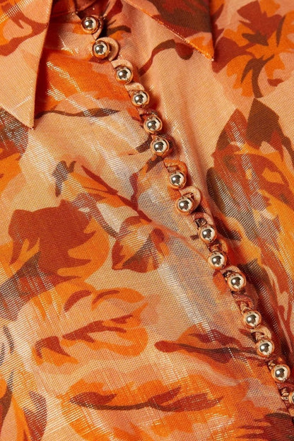 kelly Printed Balloon Sleeve Maxi Dress in brown