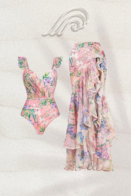 Rhys Printed Ruffle Two-piece Swim Set