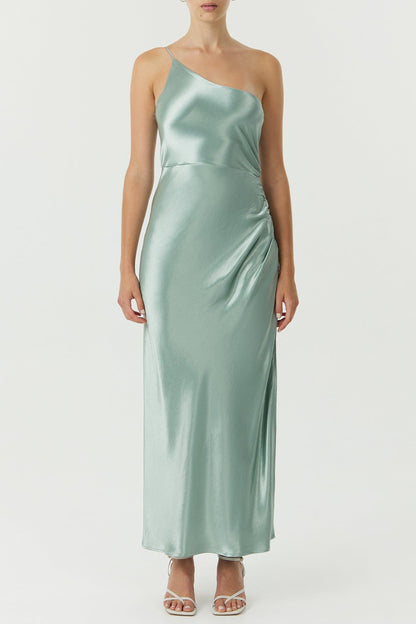 SATIN GATHER ONE SHOULDER DRESS | WAVE