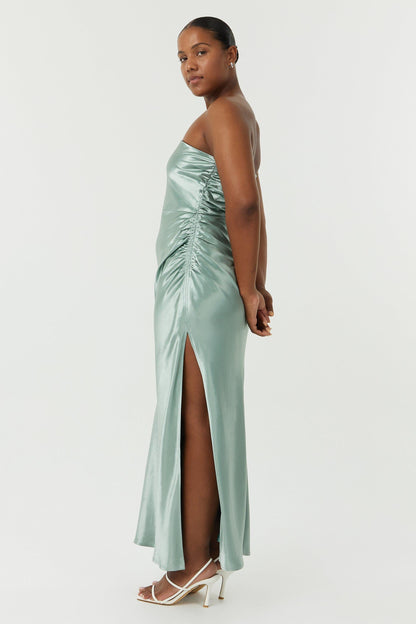 SATIN GATHER ONE SHOULDER DRESS | WAVE