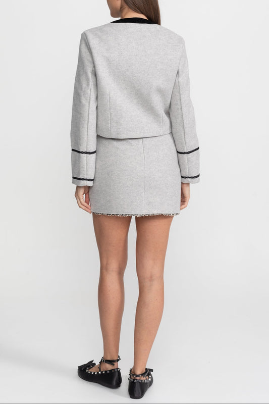 amy Grey  Co-Ord Set with Velvet Bow Collar Detail