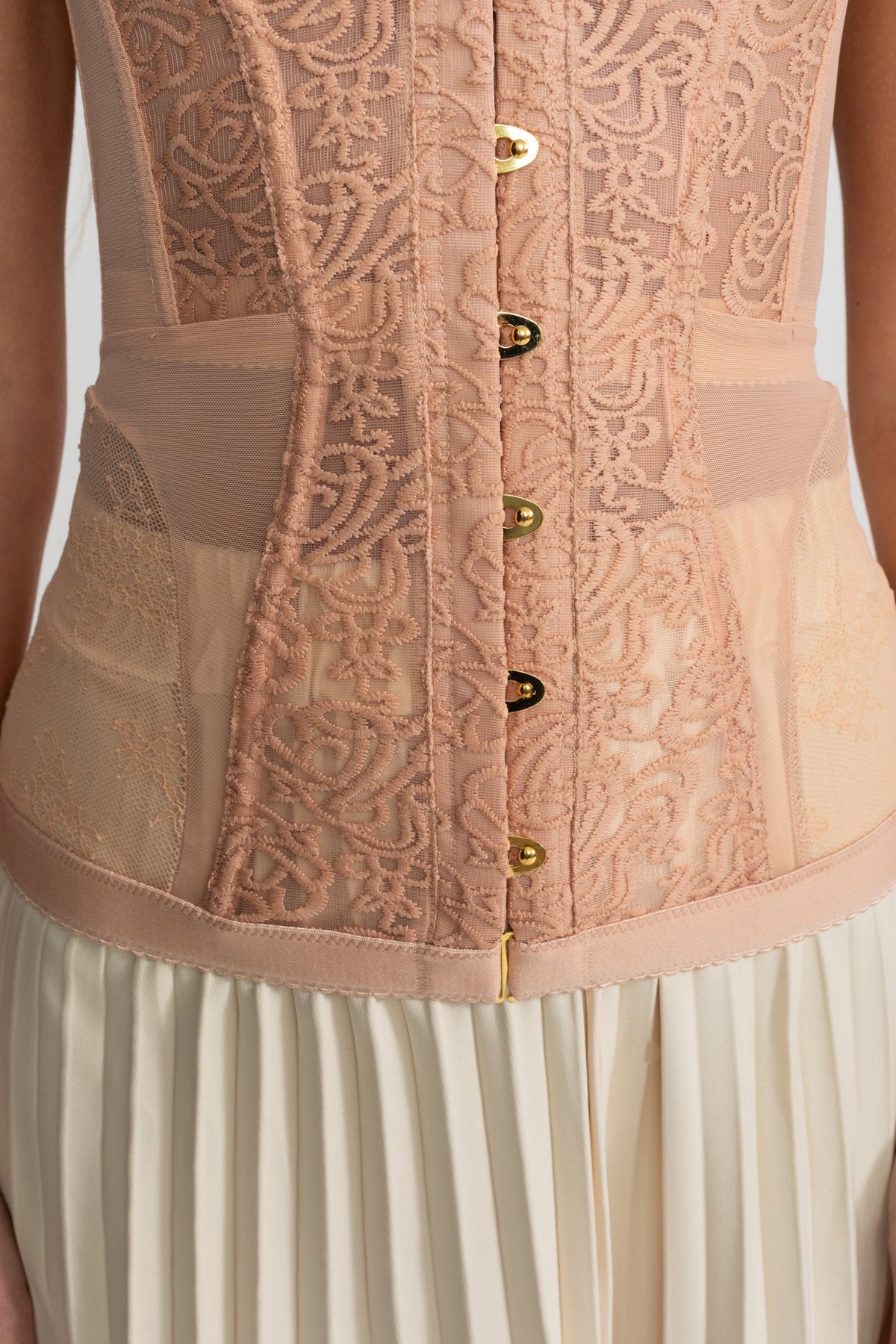 Blush Floral Lace Strapless Sweetheart Corset Top
