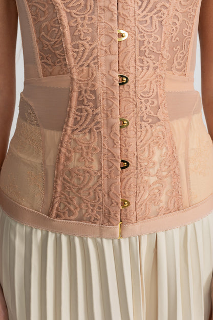 Blush Floral Lace Strapless Sweetheart Corset Top