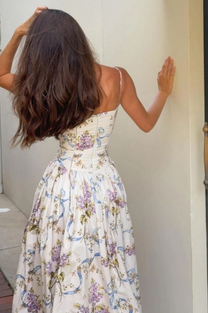 Tasmin Midi Dress - White Floral