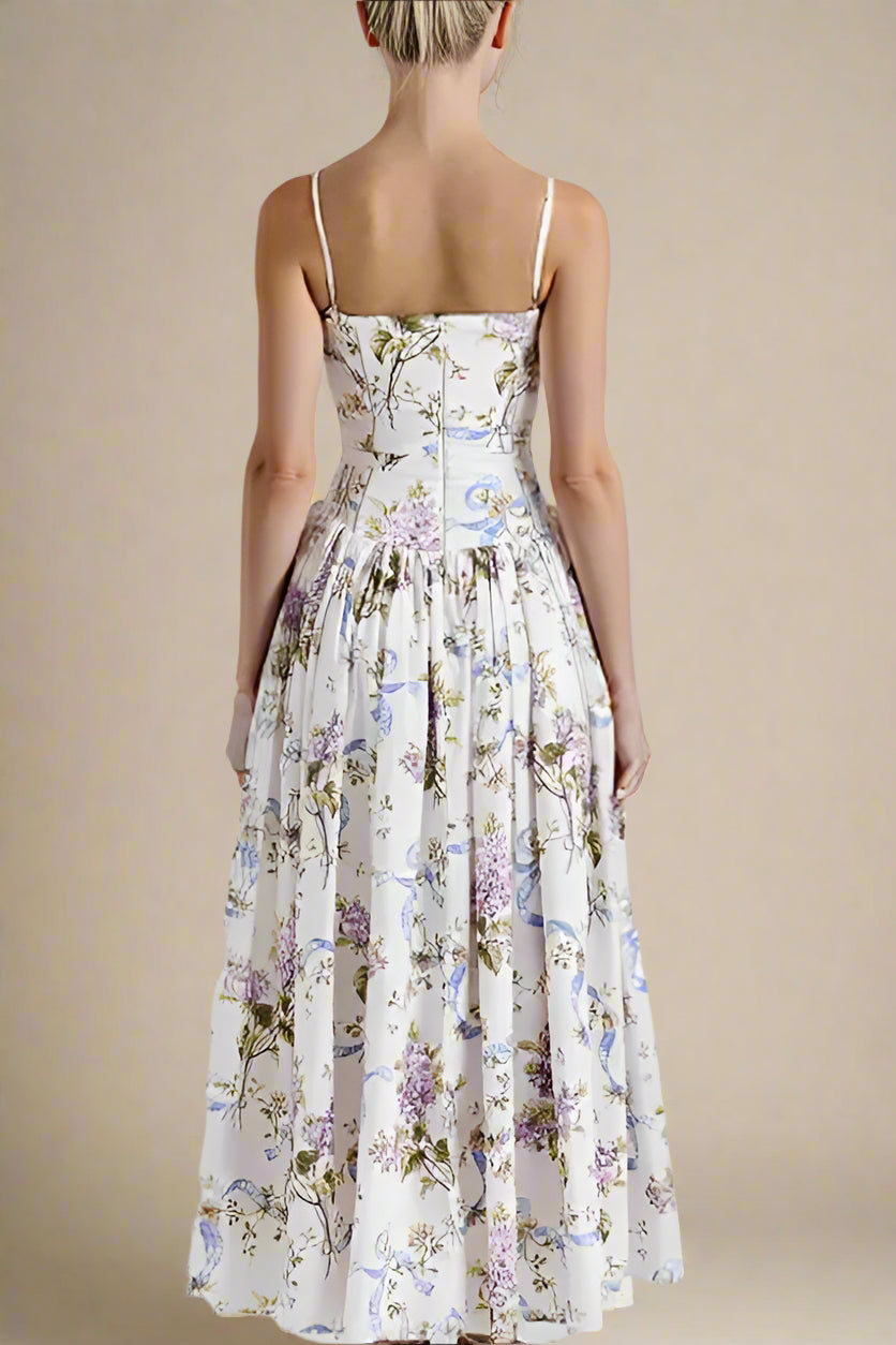 Tasmin Midi Dress - White Floral