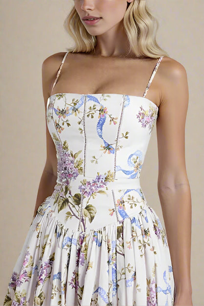 Tasmin Midi Dress - White Floral