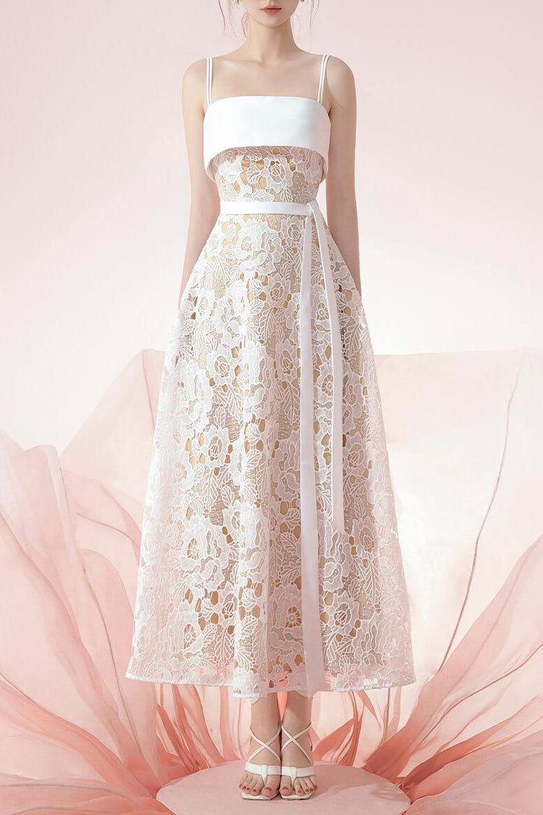 Taurus A-line Camisole Lace Midi Dress