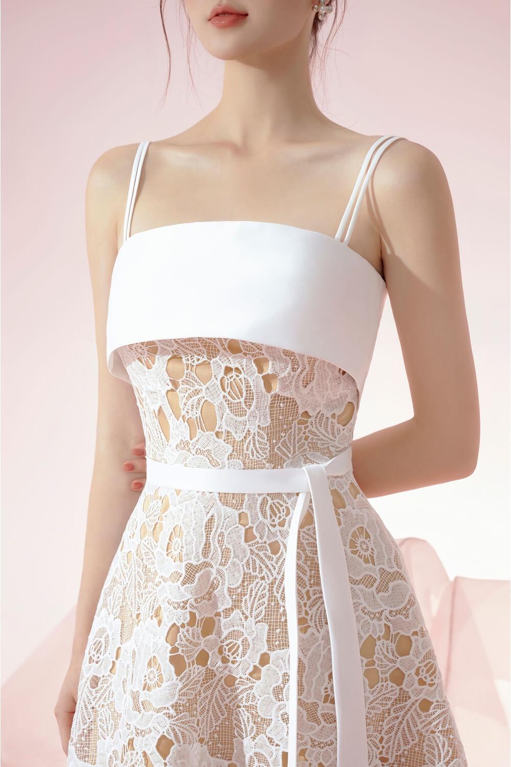 Taurus A-line Camisole Lace Midi Dress