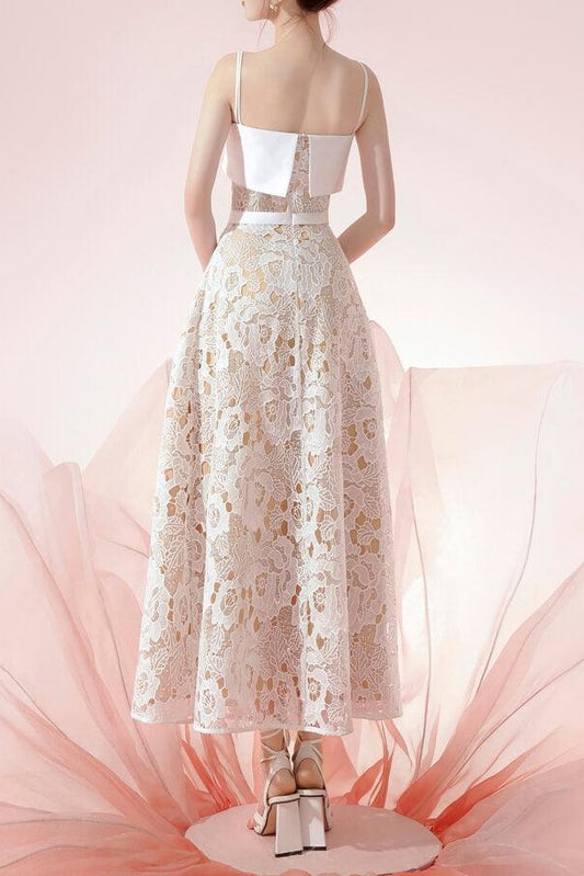 Taurus A-line Camisole Lace Midi Dress