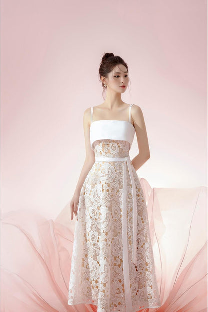 Taurus A-line Camisole Lace Midi Dress