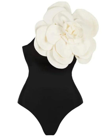 Aureliana Flower One Piece Swimsuit In Black