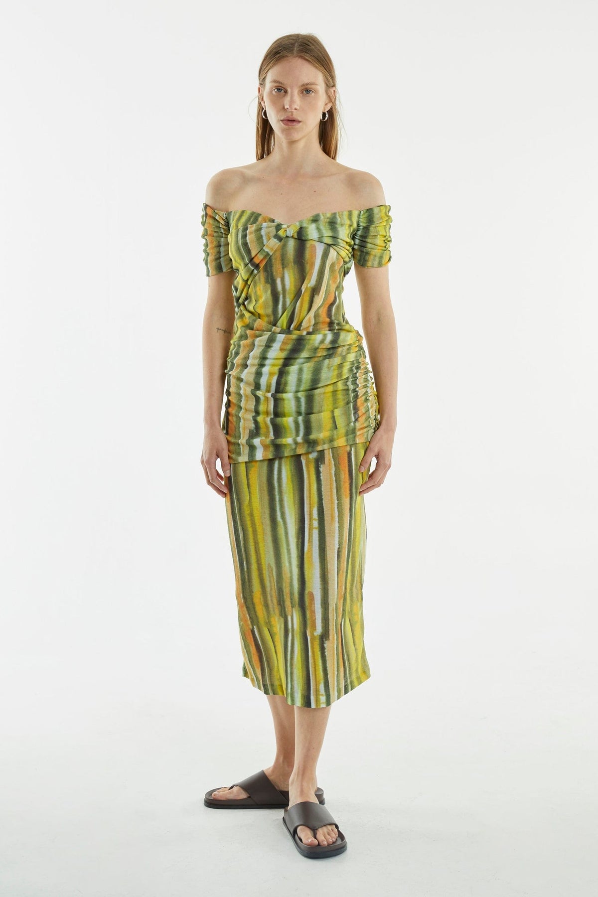 WIND THROUGH OFF SHOULDER DRESS | BRUSH STROKE