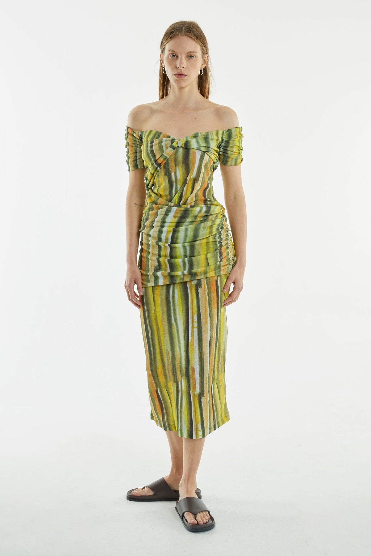 WIND THROUGH OFF SHOULDER DRESS | BRUSH STROKE