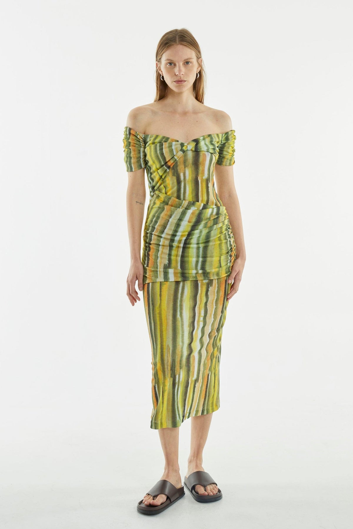 WIND THROUGH OFF SHOULDER DRESS | BRUSH STROKE