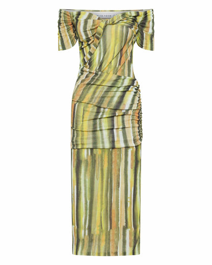 WIND THROUGH OFF SHOULDER DRESS | BRUSH STROKE