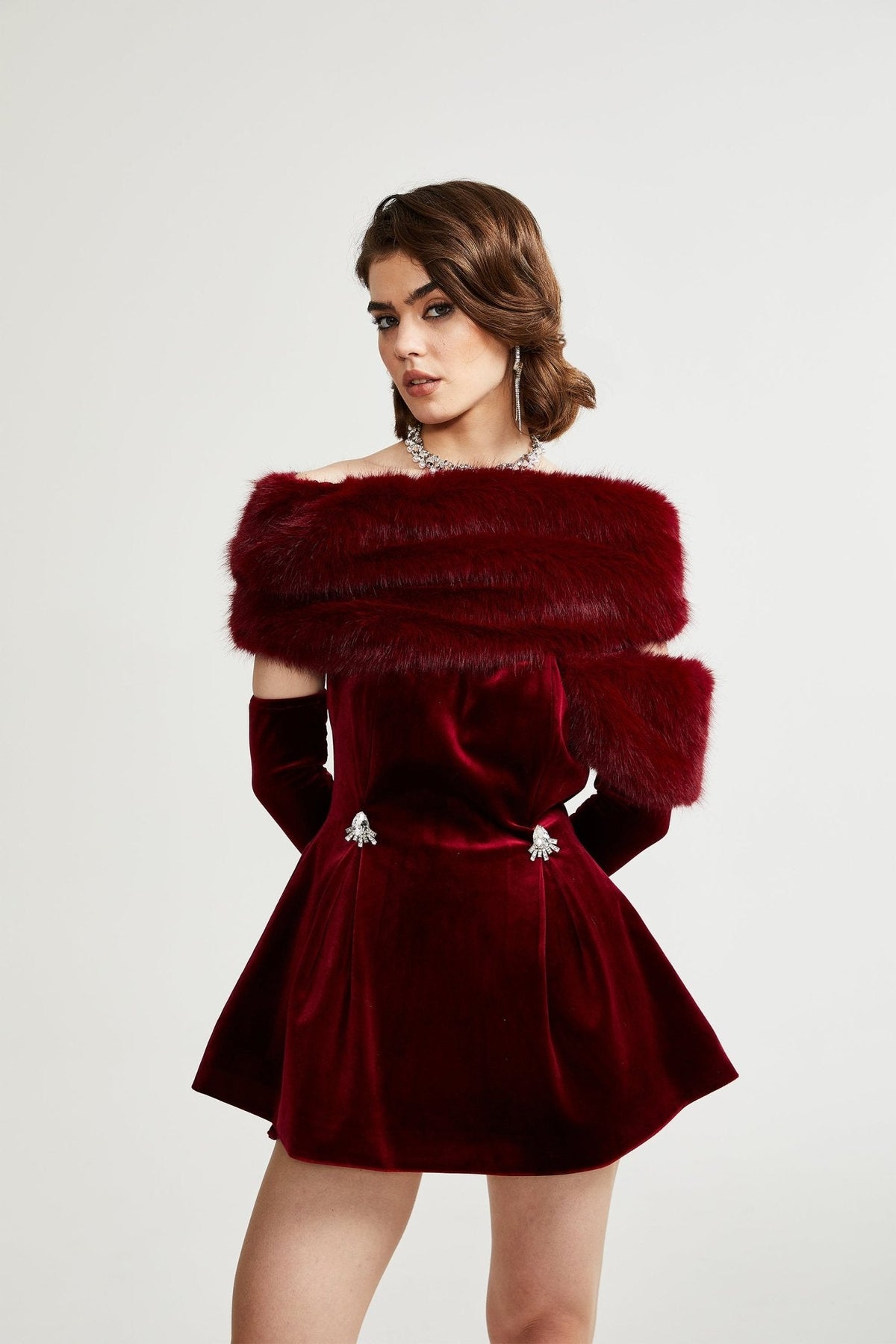 Wivika velvet fur dress