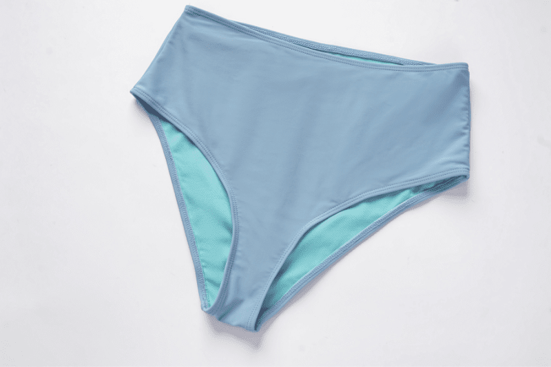 BLUE RUFFLE DETAIL HIGH WAIST BIKINI SWIMSUIT styleofcb 