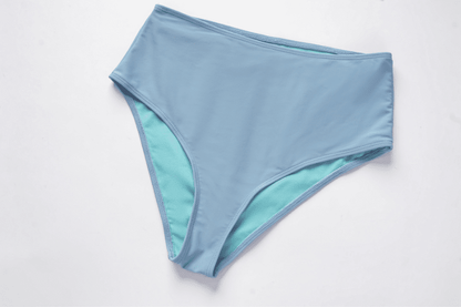 BLUE RUFFLE DETAIL HIGH WAIST BIKINI SWIMSUIT styleofcb 