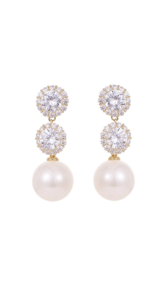 PEARL EARRINGS WITH ZIRCON FLOWERS Earrings blingmyfriend 