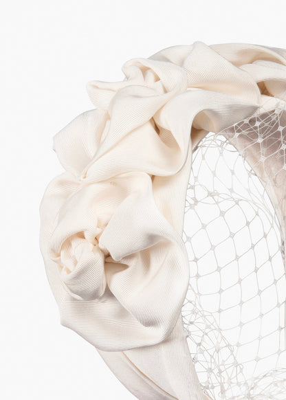 TRIPLE ROSETTE WITH VEIL IN CREAM styleofcb 