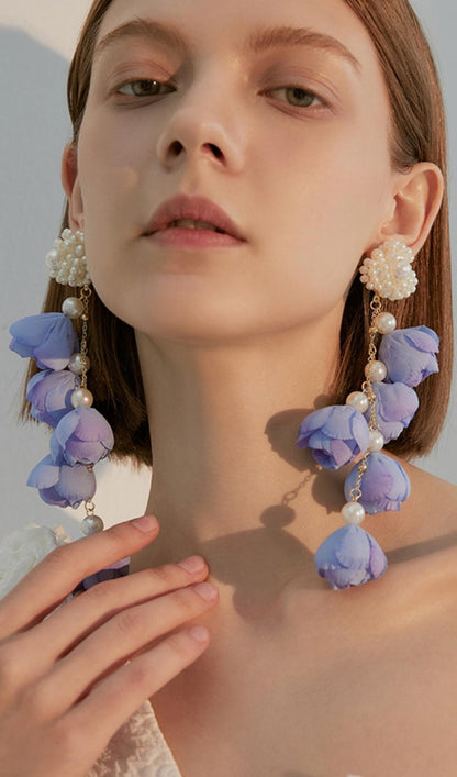 VIOLET PEARL FLOWER EARRINGS