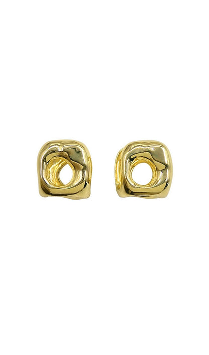 METALLIC SQUARE STUD ALLOY  EARRINGS