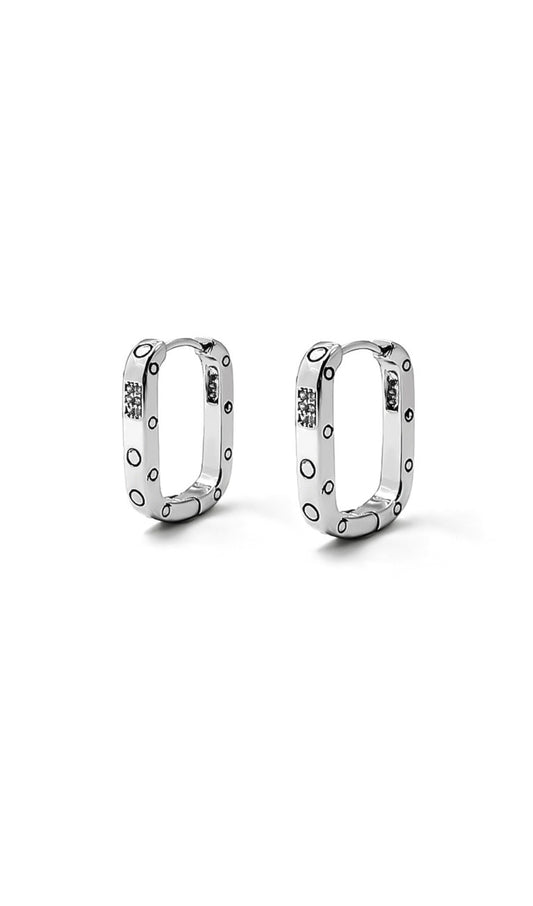 SILVER GEOMETRIC RHINESTONE EARRINGS