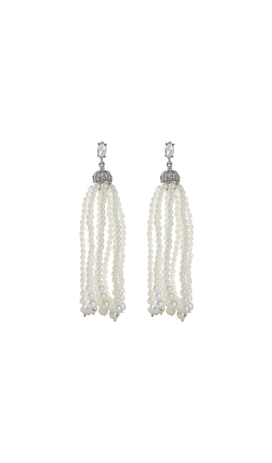 WHITE PEARL TASSEL EARRINGS