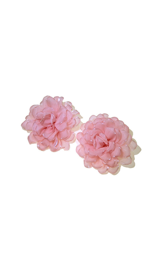 PINK PETAL FABRIC EARRINGS