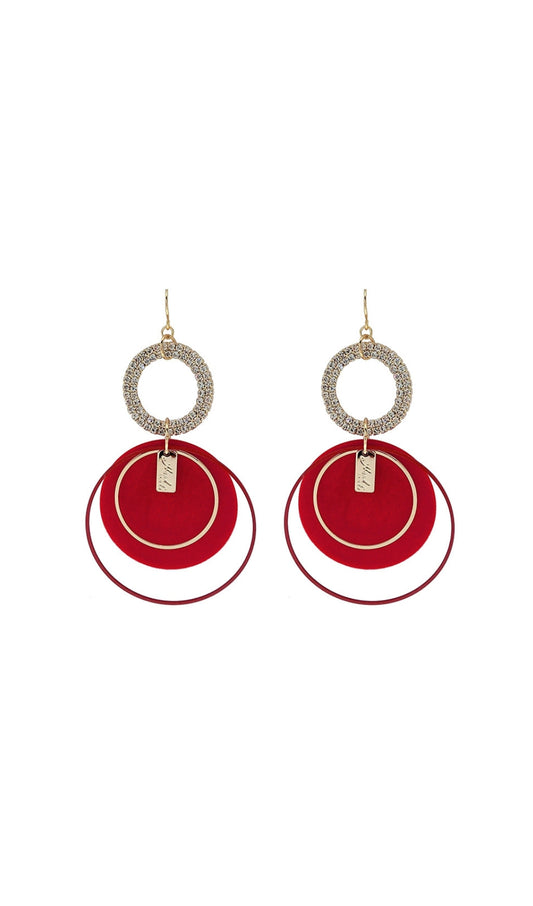 RED CIRCLE PLUSH EARRINGS