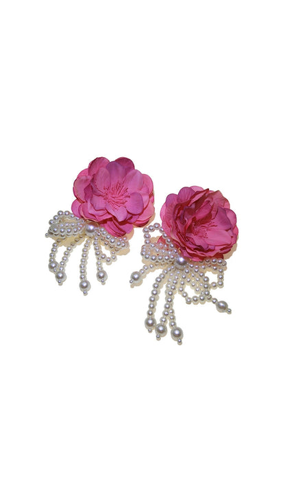 PINK FLOWER PETALS ACRYLIC EARRINGS
