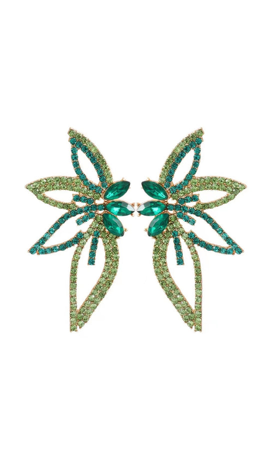 GREEN CRYSTAL FLOWER EARRINGS