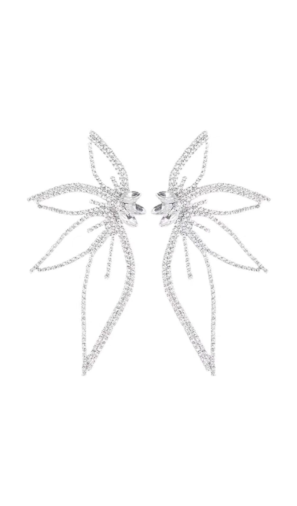 CRYSTAL FLOWER EARRINGS IN SILVER Earrings styleofcb 