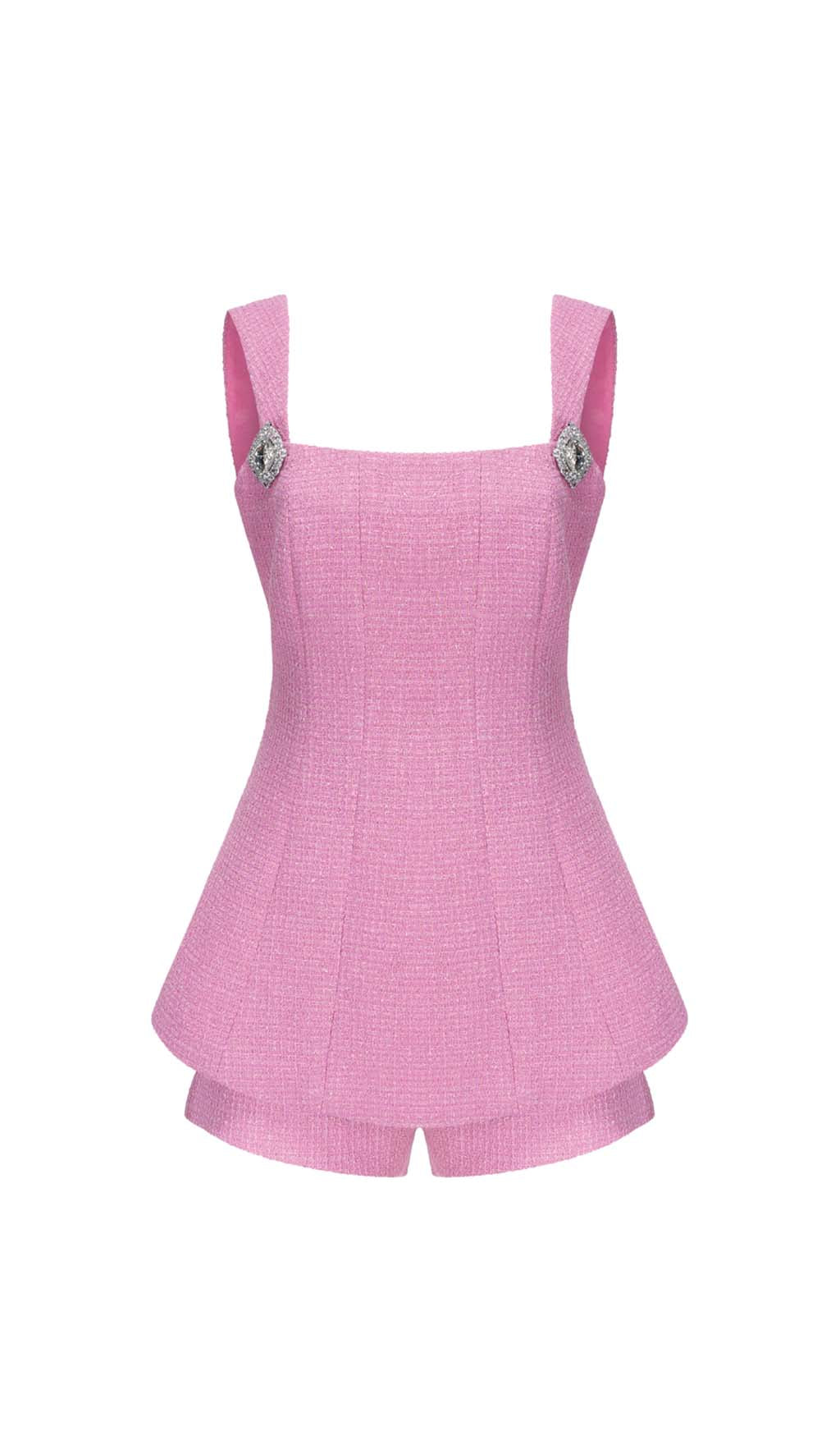 BOW-EMBELLISHED RHINESTONE SET IN PINK
