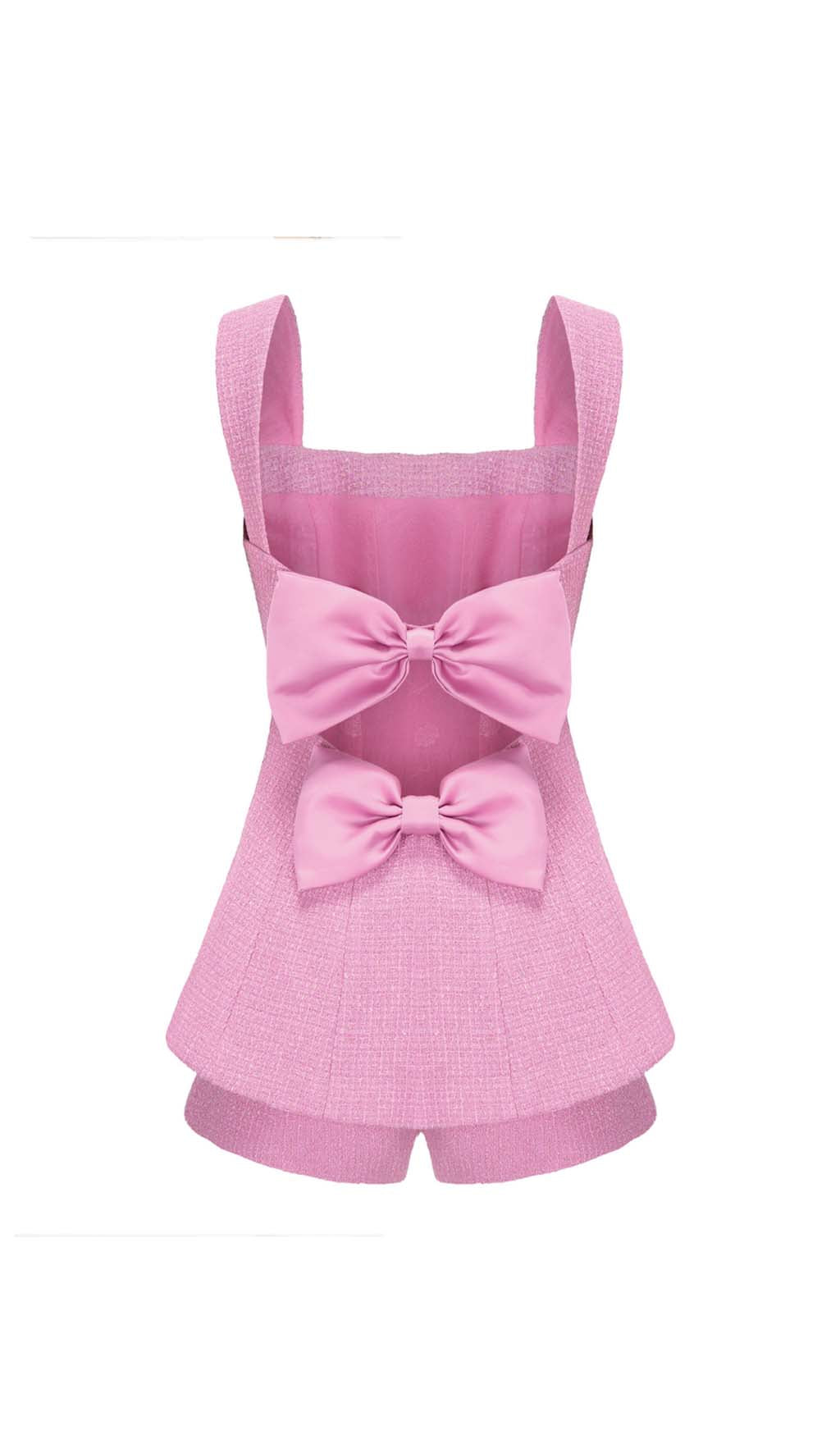 BOW-EMBELLISHED RHINESTONE SET IN PINK