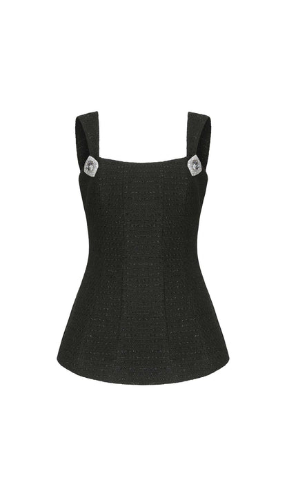 BOW-EMBELLISHED RHINESTONE SET IN BLACK
